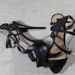 Mea Shadow Size 8 Black Criss Cross Platform Stiletto Heels